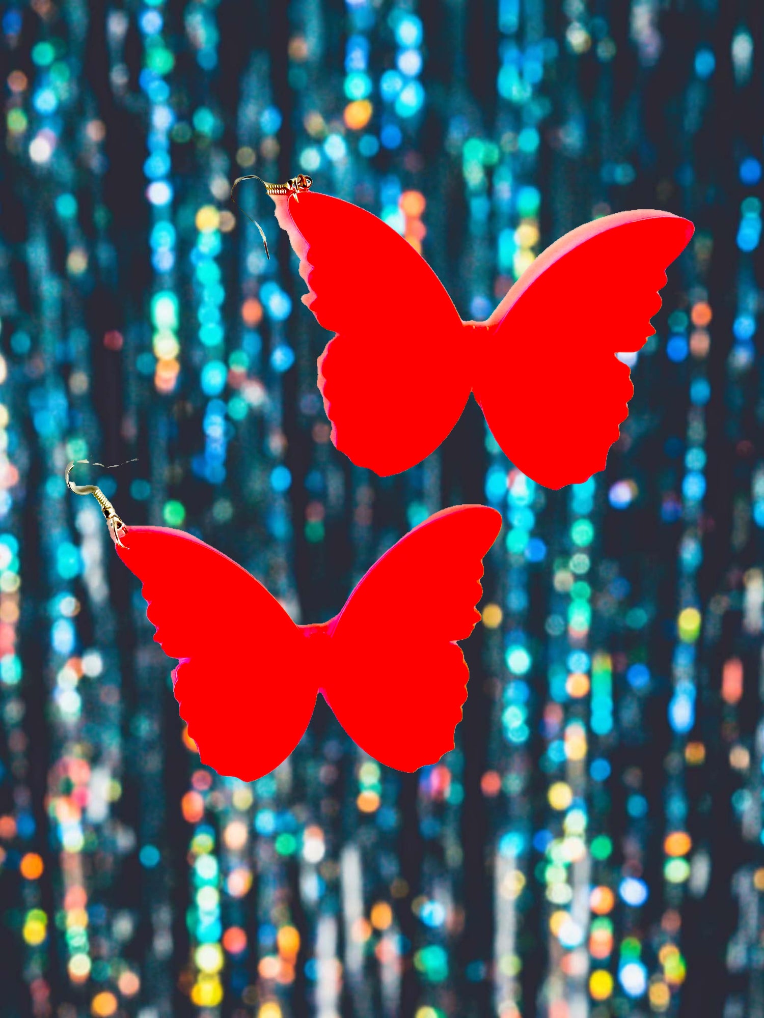 Neon Butterfly Plexi Glass Acrylic Earrings